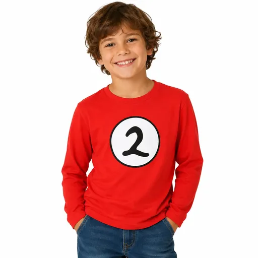 Kids Cat In The Hat Thing 2 Long Sleeve Red Top Party Costume Book Week