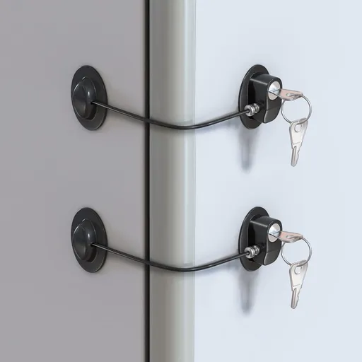Refrigerator Lock 2 s, Fridge Lock with Silicone Wire Protection,Child Safety Lock for Refrigerator, Cabinet, Drawer, Freezer & Door, Black