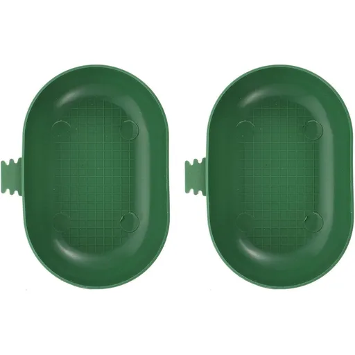 Bird Bath Basin 2pcs with Hook Design for Finches and Love Birds Plastic Green
