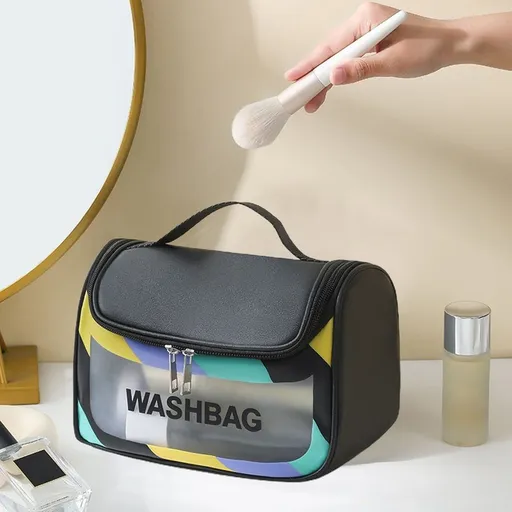 Translucent Cosmetic Bag Cosmetic Bag Set Frosted Translucent PVC With Zipper Handle Portable Travel Bag Hangable And Handy Cosmetic Bag