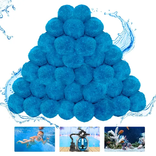 500 grams Pool Filter Balls, Efficient Swimming Pool Filter Sand Alternative, Reusable Eco-Friendly Blue Filter Media Balls
