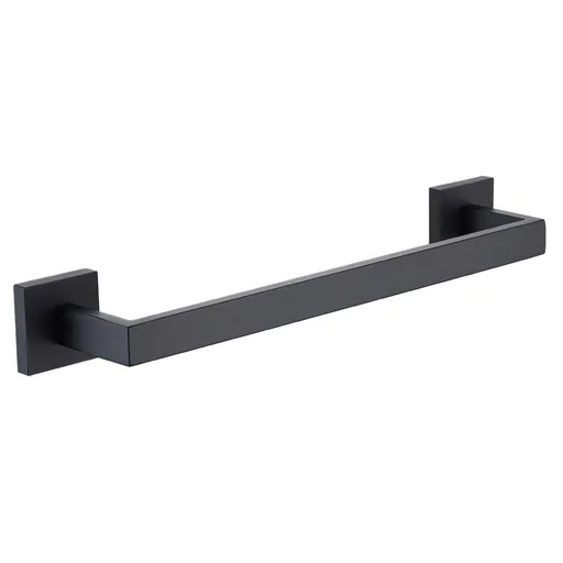 16 Inch Black Single Towel Bar Rack, Stainless Steel Bathroom Towel Bar Heavy Duty Towel Holder Kitchen Towel Rod, Wall Mount