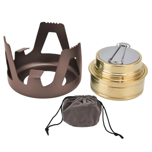 Camping Stove Windproof Vaporizable Portable Liquid Spirit Stove with Stand for Outdoor CampingBrown