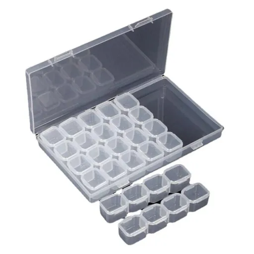 Diamond Painting Bead Storage Containers, 28 Grids, Label Stickers, Diamond Art Bead BoxOrganizer Storage