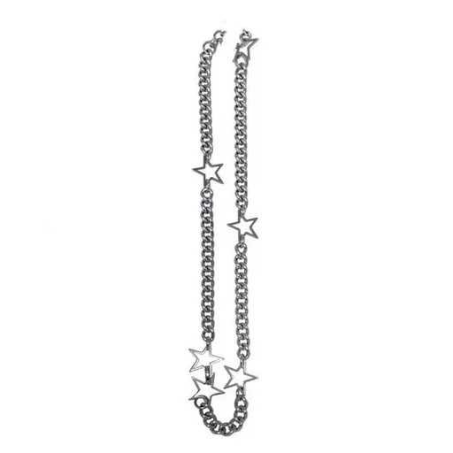 Star element y2k niche design versatile spicy girl pentagram hollow titanium steel chain spicy girl necklace