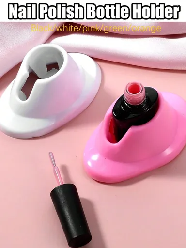 Nail Polish Bottle Holder Anti Spill Bottle Stand Soft Rubber Manicure Display Tools Nail Polish Accessories Nail Art Supplies For Organizer Display White+Pink Nail Supplies Tools 2Pcs