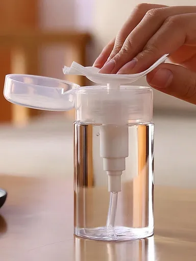 2pc Plastic Pump Dispenser Empty Storage Bottle Liquid Push Down Pump For Nail Polish Remover Makeup Remover Travel Storage Bottle 120mL 200mL Christmas Gift