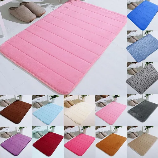 Bathroom Rugs - Ultra Absorbent Non-Slip Floor Bath Mat, Super Soft Shower Mat for Bath Tub, Machine Washable 16x24" (Brown) #B-Pink