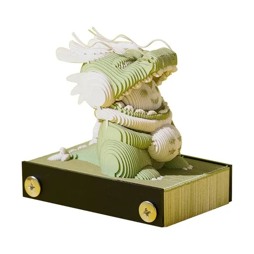3D Cute Animal Model Dragon Paper Card Craft, 3D Sticky Note Art Notepad Chinese Dragon Year Paper Carving Creative Post