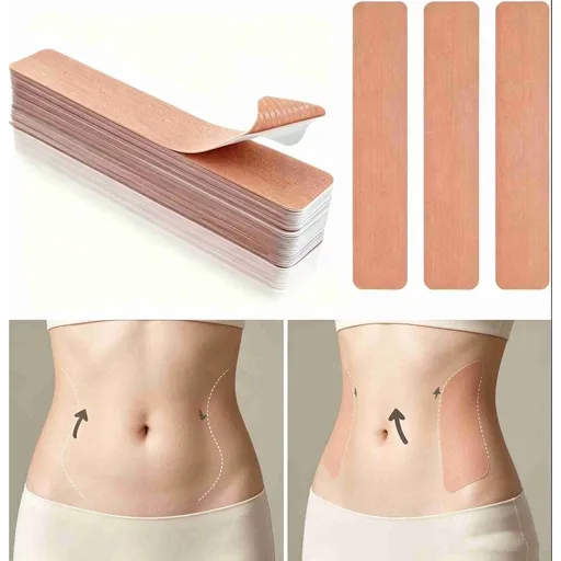 60Pcs Pre Cut Belly Tape - Waterproof Tummy Control Tape, Elastic Body Tape for Sagging Skin, Thigh Lifts and Postpartum Belly