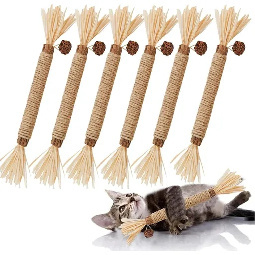 10Pack Natural Silvervine Stick Cat Chew Toy, 8.66 In Kitten Chew Toys for Indoor Cats, Silvervine Dental Toy for Cleaning Teeth and Interactive Play