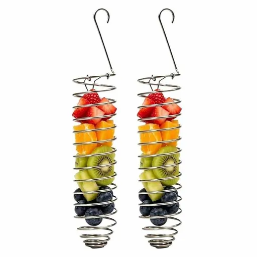 Millet Holder for Bird Cage 2 Pack Millet Spray Holder for Parrots Bird Cage Feeder Accessories Hanging Fruit Treat Basket for Parakeets Cockatiels & Budgies