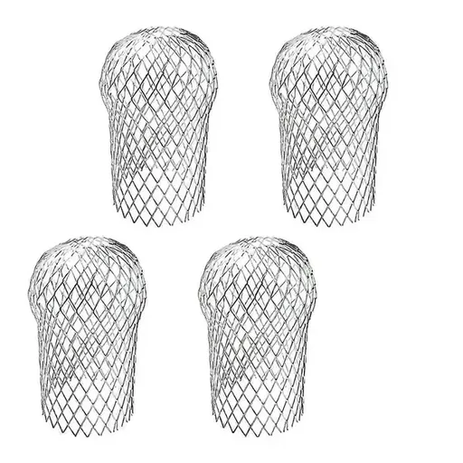 4 Pack Expandable Aluminium Downspout Guards with Mesh Leaf Filters for Gutters and Drain Pipes, Silver, 9 cm