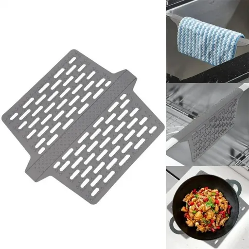 Silicone Sink Saddle, Non-Slip Sink Saddle for Kitchen Sink, Multi Functional Drain Pad, Sink Divider Protector, Sink Mat Grid Non-Slip Folding Sink, Kitchen Supplies, No Stains