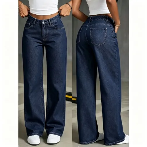 Dark Blue Size 5XL (Recommended 92.5-100.0kg / 203.9-220.5lbs) | Extra Large Straight Jeans | Halloween Retro Full Figure Gift | High Waist Loose Fit Denim
