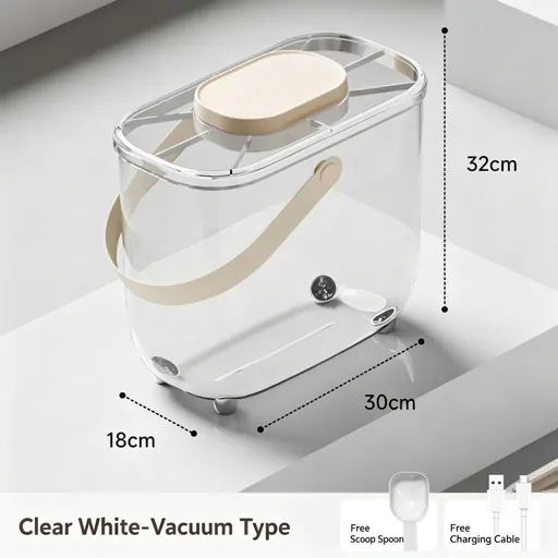 Transparent White [Electric Vacuum Version] | One-Touch Negative Pressure | 10L | Holds Up to 6kg Pet Food | Clear Visual Pet Food Bin, Christmas Fresh Kibble Storage Gift for Daily Feeding