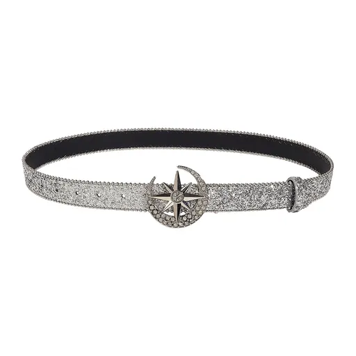 Women's Skinny Rhinestone PU Leather Belt for Costume Waist Strap
