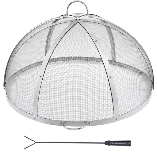 Firepit Spark Screen Lid, 30" Diameter, Outdoor Firepit Ring Cover Round Accessories, Fire Pit Metal Cover, Easy-Opening Stainless Steel Fire Ring Covers for Outdoor Patio Fire Pits Backyard