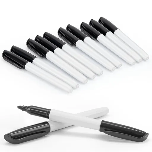 12pcs，Black dry wipe mark, whiteboard mini dry wipe mark loose, fine pointed student whiteboard mark, suitable for schools