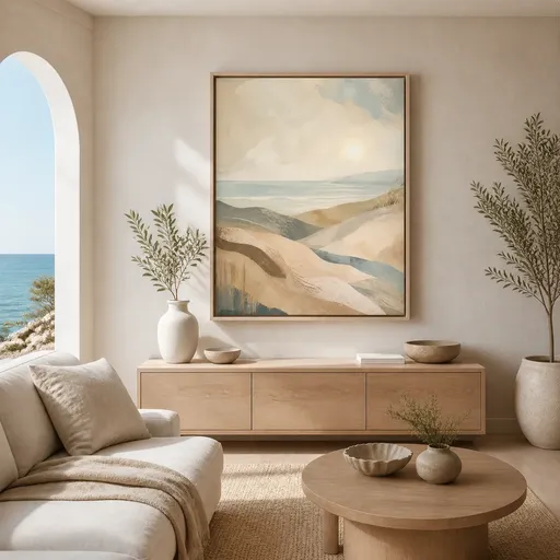 Coastal Drift Floating Frame Canvas Wall Art - Portrait - 60W x 80H cm - White