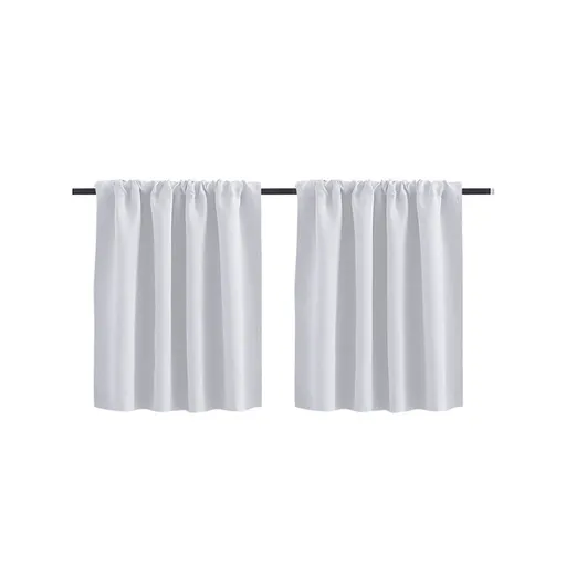 Small Window Curtains White Short 40*60cm Length Semi Blackout for Kitchen Bathroom Door Laundry Room 2pcs