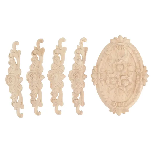 Wood Appliques European Style Exquisite Appearance Decorative Wood Carved Corner Onlay for Cabinet Door Decoration