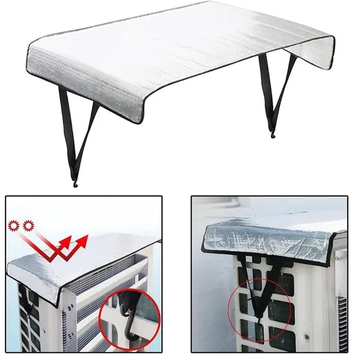 Air Conditioner Cover,Outdoor Split AC Sunshade with Aluminum Foil Insulation,Weatherproof Heat Shade Visor for Outside Condenser Unit,Silver 37.4x18.1in