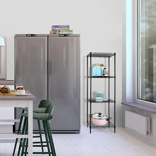 Wire Storage Rack – 60x60cm Black Shelving with Fixed Legs