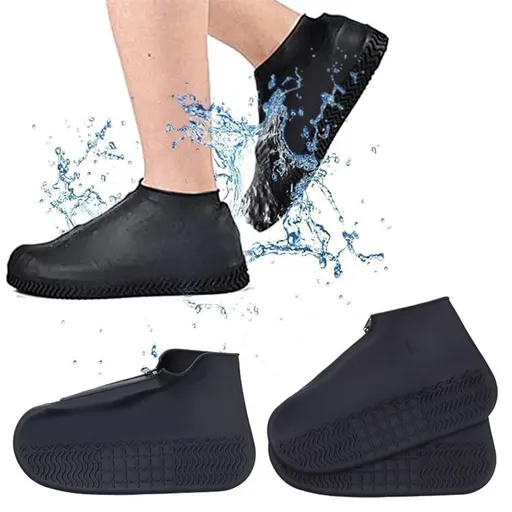 Waterproof Silicone Shoe Covers Reusable Overshoes - Black - M