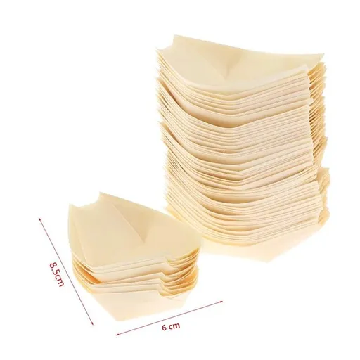 50Pcs Disposable Wooden Plates for Sushi Salad and Desserts, Pine Wood Bowls, Eco-Friendly Food Serving Dishes 3IN