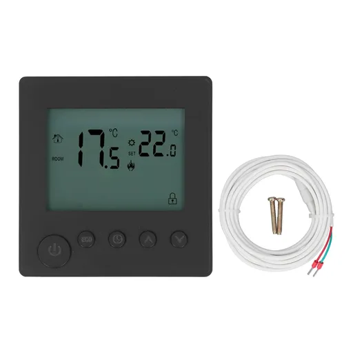 Digital Thermostat 4500W High Power Electric Floor Heating Temperature Control Thermostat for Office Mall AC 90V to 240V Black
