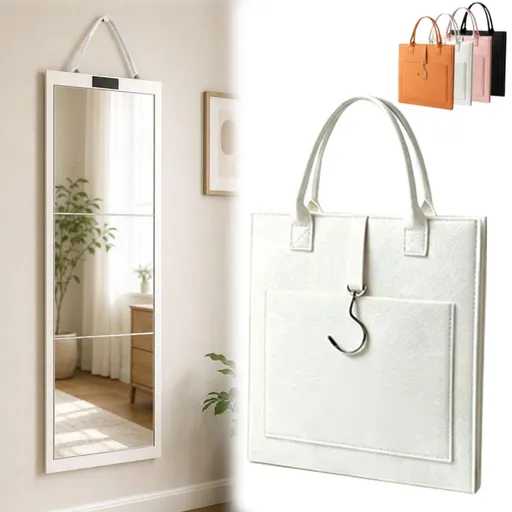 Foldable Full Length Mirror, Hanging Wall Folding with Handle Shatterproof Acrylic Design, Folds for Easy Storage, Suitable for Wall Hanging or Tabletop Use, Ideal for Travel and Camping, 31*31.5cm (white)