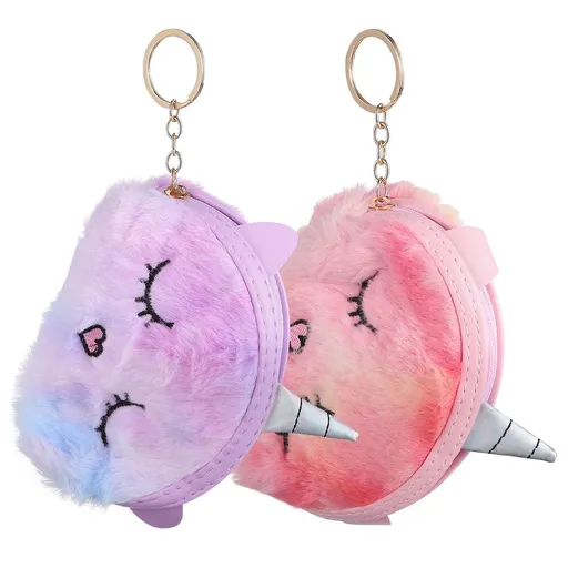 Plush Wallets for Girls, Assorted Colors, Soft Material, Cute Design, 2-Piece Set for Storage and Daily Use