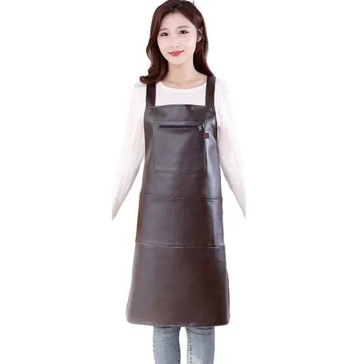 Waterproof Rubber Vinyl Apron - Heavy Duty Model - Stay Dry - Industrial Chemical Resistant Plastic - Leather Apron for Kitchen, Cooking, Dishwashing, Dog Grooming - Black Coffee