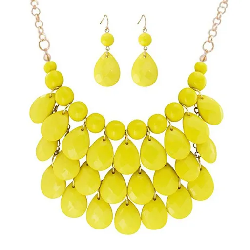 Chunky Bubble Statement Collar Necklace with Earrings for Women Statement Necklace Earrings Bubble Layer Chucky