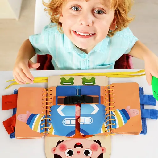 Early Educational with Clothes Buckle Zipper Tie Shoes Life Skills Montessori Toy for Children Birthday Gift