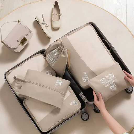 Show set Travel Storage Bag 6 Piece Set Polyester Khaki