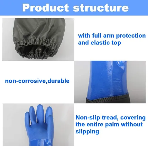 Long Rubber Gloves Chemical Resistant 70cm Waterproof with Cotton Lining