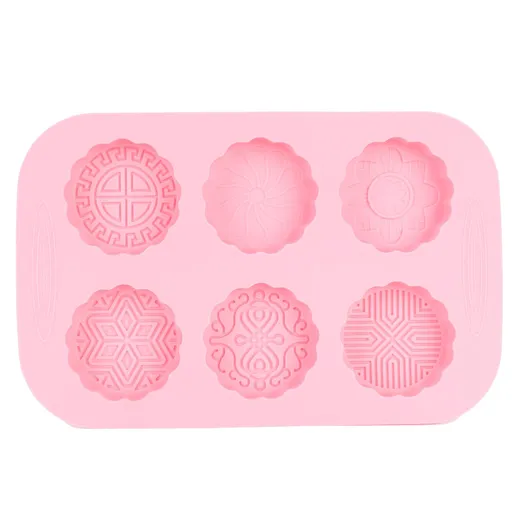 6Grid Mooncake Silicone Mold DIY Baking HandMade Soap Mold for Dessert Kitchen Tool