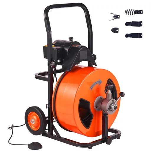 Drain Cleaner Machine Electric Drain Auger 100 FT x 3/4In Auto Feed