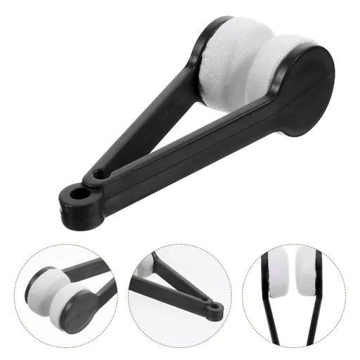 Eyeglass Sun Glasses Microfiber Spectacles Cleaner, Screen and Eyeglass Brush Cleaner Eyeglass Cleaning Clip（Black）