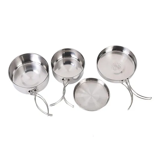 pcs Stainless Steel Pots/Frying Pan/Lid for Outdoor Camping Cooking
