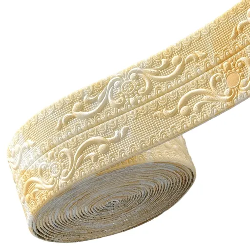 DIY Decorative Border Tape, 1 Roll Peel and Stick Molding Trim, 4.33 In x 32.8 ft Crown Molding Wallpaper Border, Flexible 3D Foam Baseboard, Self Adhesive Decorative Wall Tape, Grey
