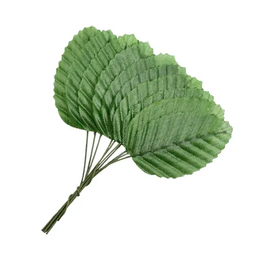 10pc Artificial Silk Green Leaves, Fake Faux Wired Single Leaf for Crafts Scrapbooking Floral Arrangements Home Kitchen Wedding