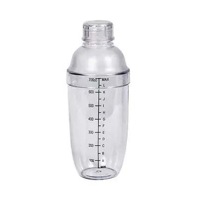 1PC Plastic Cocktail Shaker 700ml for Home Bar, Drink Mixing Utensil with Transparent and Black Scale