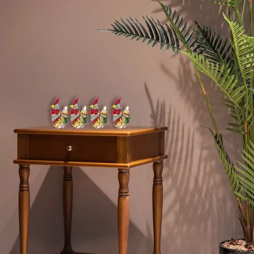 Hand Blown Glass Rooster Figurines, Colorful Miniature Decorative Art for Desktop, Kitchen & Home Display