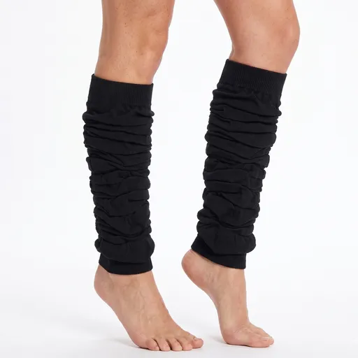 LEG WARMERS Knitted Womens Neon Party Knit Ankle Fluro Dance Costume 80s Pair - Black