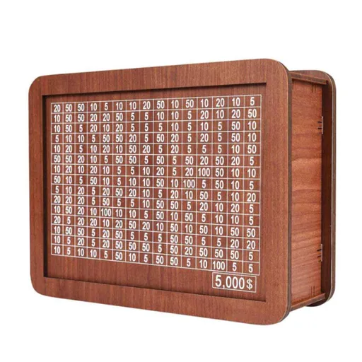 Wooden Piggy Bank for Adults, Money Savings Challenge Box, Money Saver with Countdown and Money Target - Best Gift for Boys, Girls