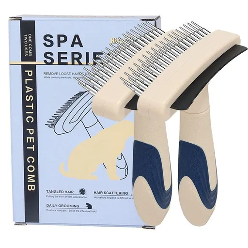 2-Piece Multi-Functional 2-in-1 Pet Comb Set: Detangling and Shedding Comb for Long-Haired Dogs and Cats