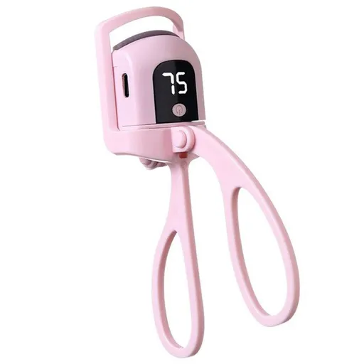 Digital 3-Temperature Heated Eyelash Curler, USB-Rechargeable, Portable, Long-Lasting Lash Curling Tool—Pink